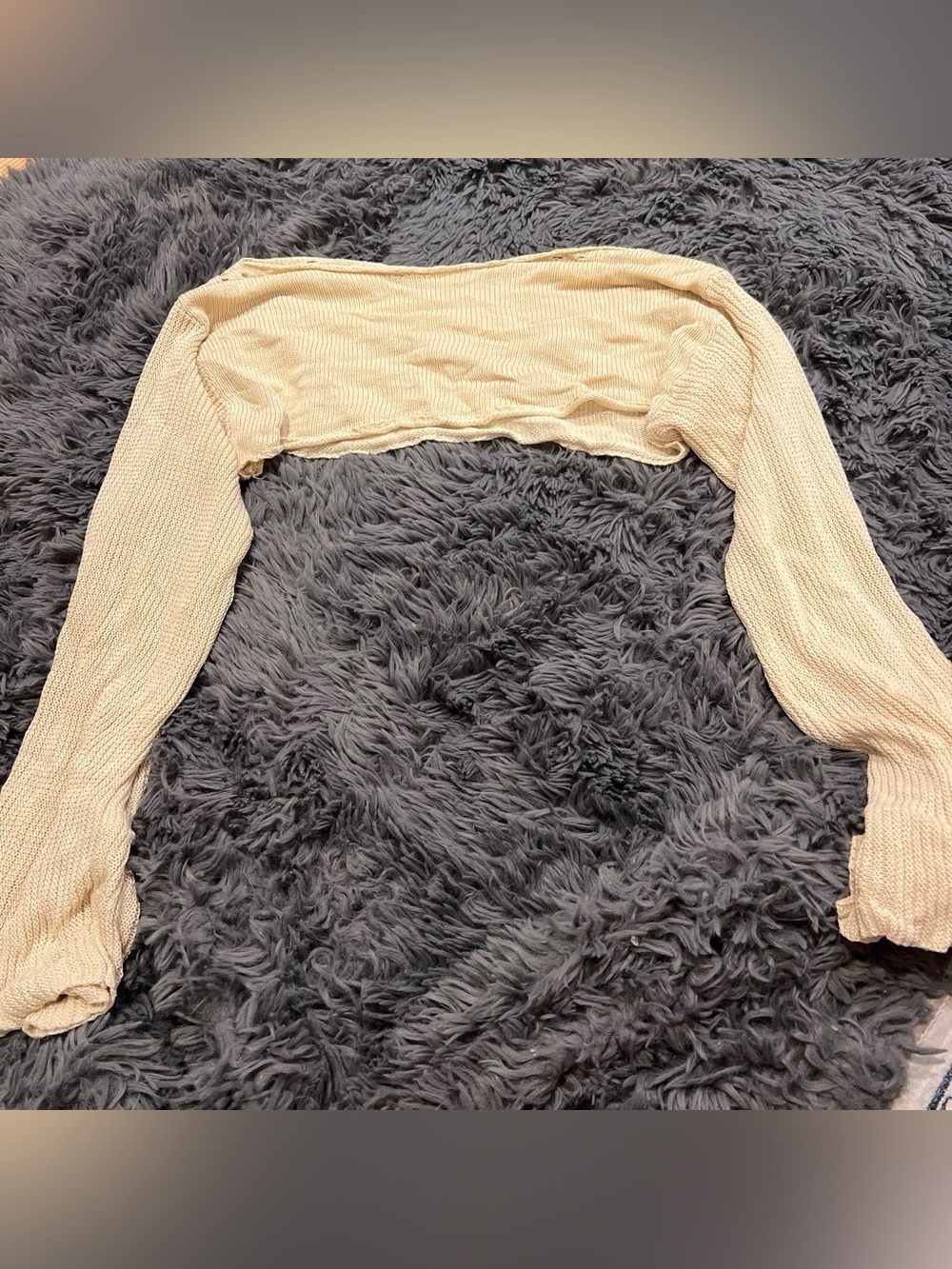 SHEIN Cream Ribbed Off-Shoulder Crop Top